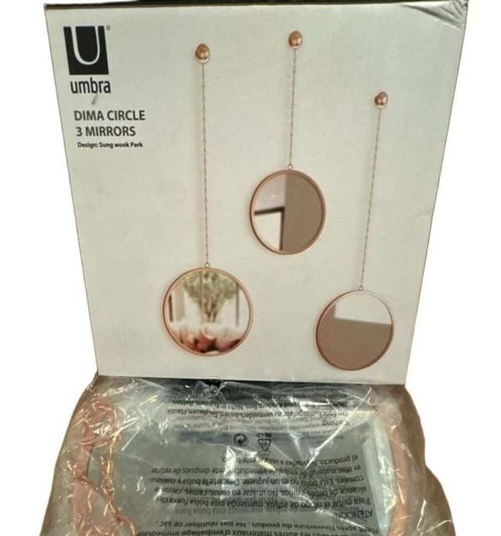 Umbra Dima Circle 3 Mirrors Copper Round Hanging Set of 3